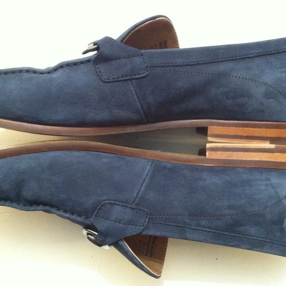 ALDO MENS PRE-OWNED BLUE LEATHER SUEDE SLIP-ON LOAFERS DRESS SHOES SIZE: 11M main image 4